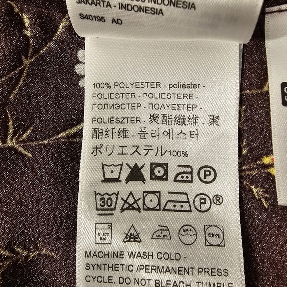 NWT Levi's Womens Brown Floral Polyester Long Sleeve Blouson Top Blouse Small - Picture 11 of 12